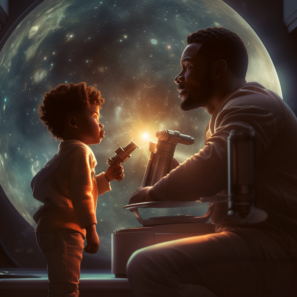 BenMCL9_futuristic_father_with_a_young_boy_african_american_wat_83e6aa6c-6092-48b6-8594-2515dd803bed